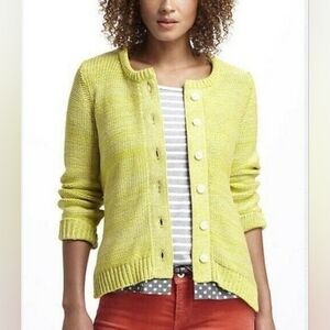 Anthro Field Flowers Yellow Polkadot Undershirt Cardigan Size Medium